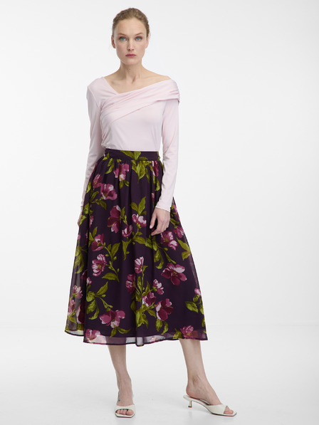 Orsay Fialová dámska midi sukňa s kvetinovým vzorom ORSAY
