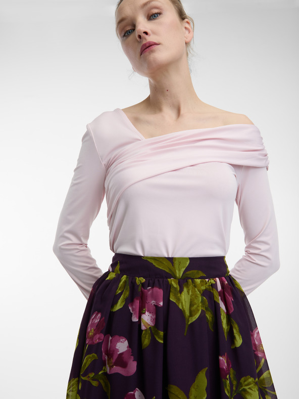 Orsay Fialová dámska midi sukňa s kvetinovým vzorom ORSAY