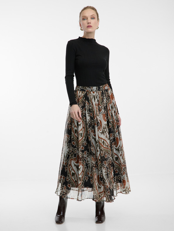 Orsay Hnedá dámska vzorovaná midi sukňa ORSAY