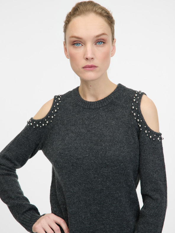 Orsay Tmavosivé dámske svetrové šaty ORSAY