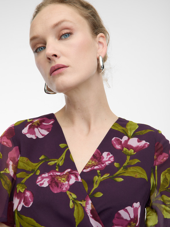 Orsay Fialové dámske midi šaty s kvetinovým vzorom ORSAY