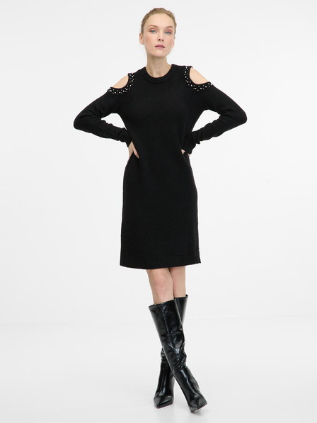 Orsay Čierne dámske svetrové šaty ORSAY