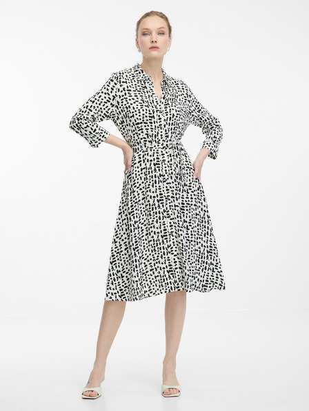 Orsay Krémové dámske košeľové šaty po kolená ORSAY