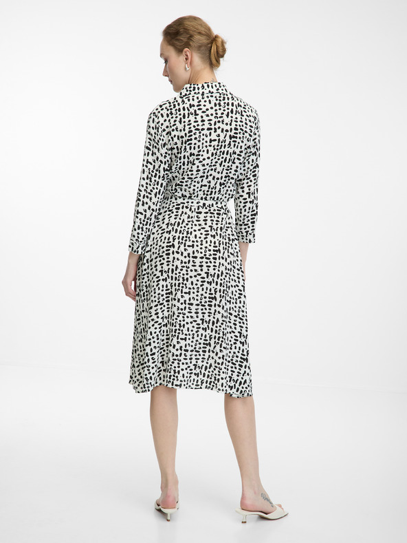 Orsay Krémové dámske košeľové šaty po kolená ORSAY