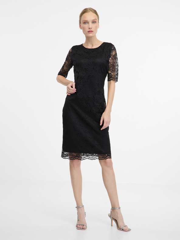 Orsay Čierne dámske šaty ku kolenám ORSAY