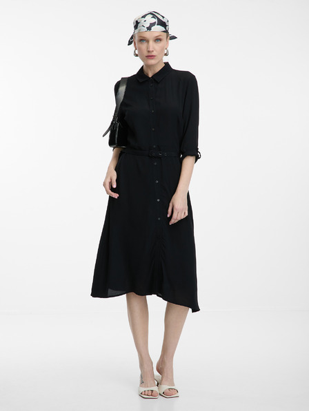 Orsay Čierne dámske košeľové šaty po kolená ORSAY