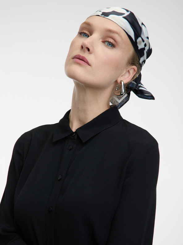 Orsay Čierne dámske košeľové šaty po kolená ORSAY