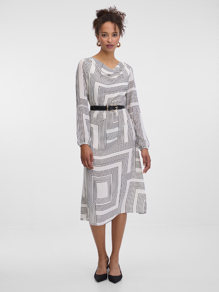 Orsay Biele vzorované dámske šaty po kolená ORSAY