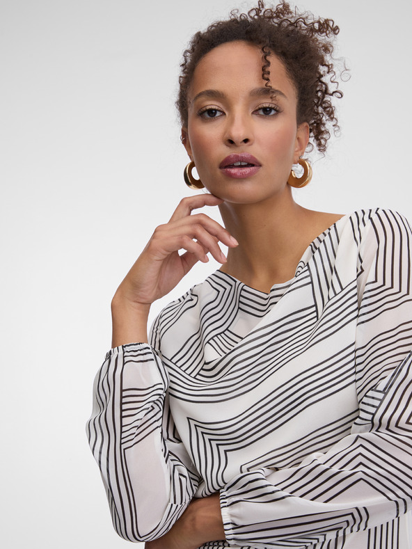 Orsay Biele vzorované dámske šaty po kolená ORSAY