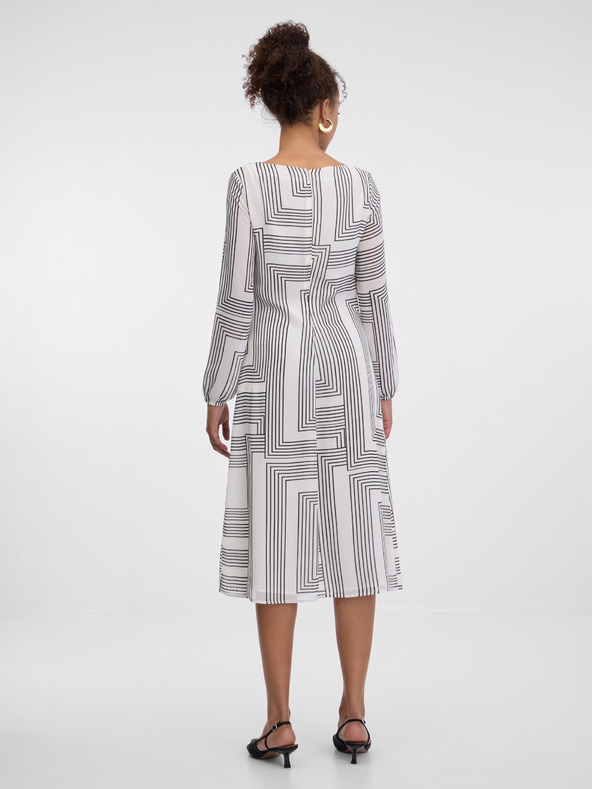 Orsay Biele vzorované dámske šaty po kolená ORSAY