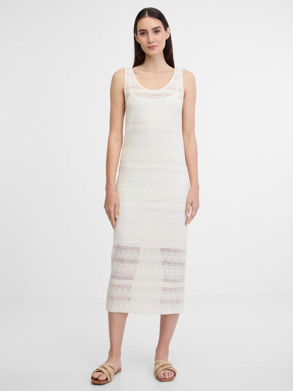 Orsay Krémové dámske midi šaty ORSAY