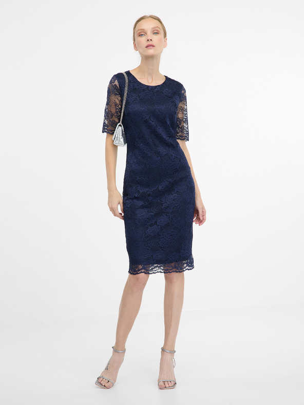 Orsay Modré dámske puzdrové šaty po kolená ORSAY