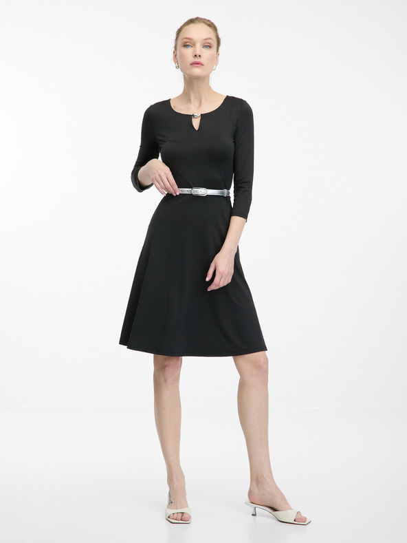 Orsay Čierne dámske šaty ku kolenám ORSAY