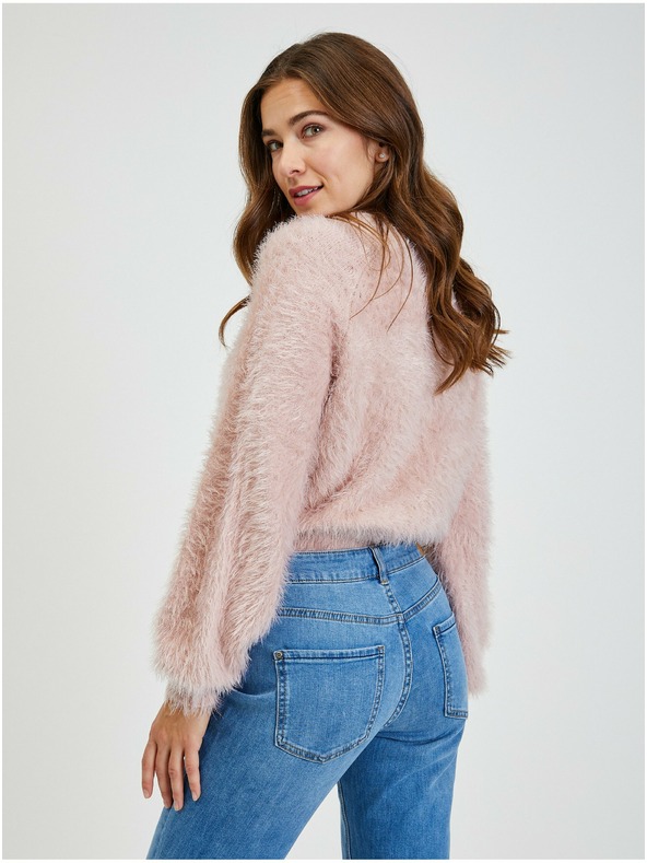 Orsay Ružový dámsky sveter s balónovými rukávmi ORSAY