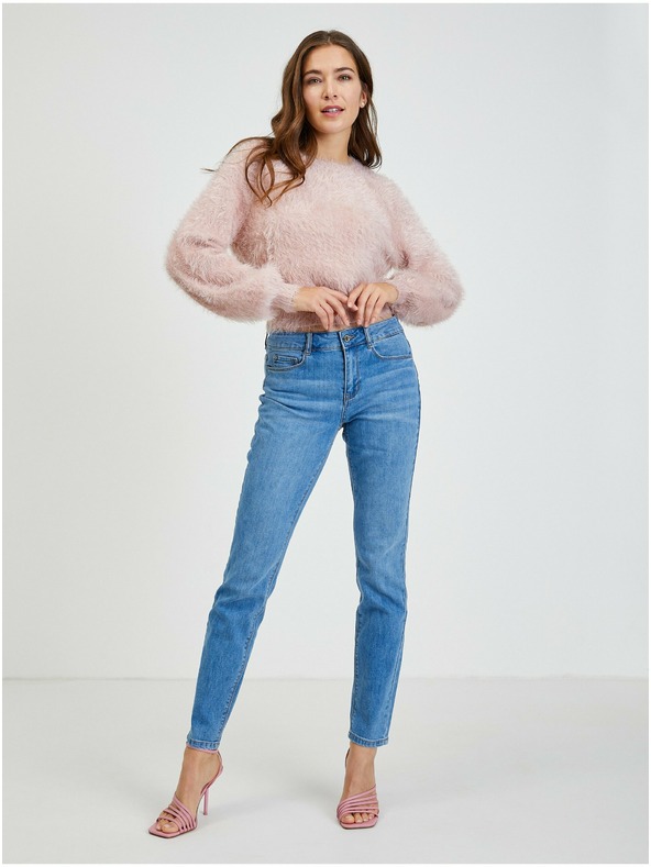 Orsay Ružový dámsky sveter s balónovými rukávmi ORSAY