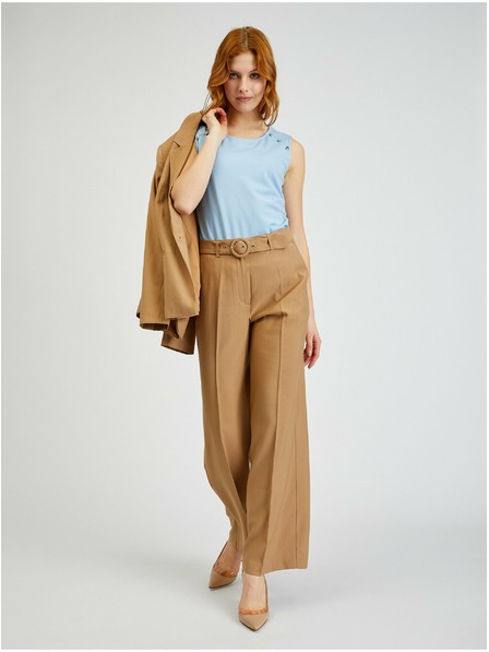 Orsay Hnedé dámske široké nohavice s opaskom ORSAY