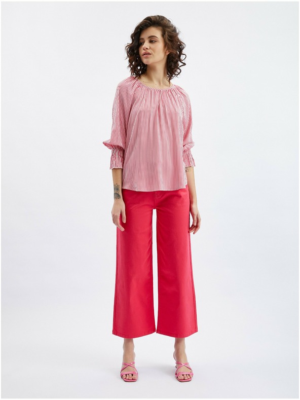 Orsay Tmavoružová dámska pruhovaná blúzka ORSAY