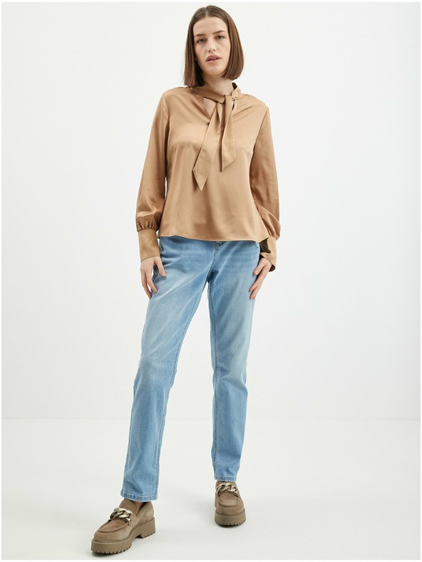 Orsay Svetlohnedá dámska saténová blúzka ORSAY