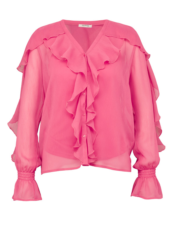 Orsay Ružová dámska blúzka s volánmi ORSAY