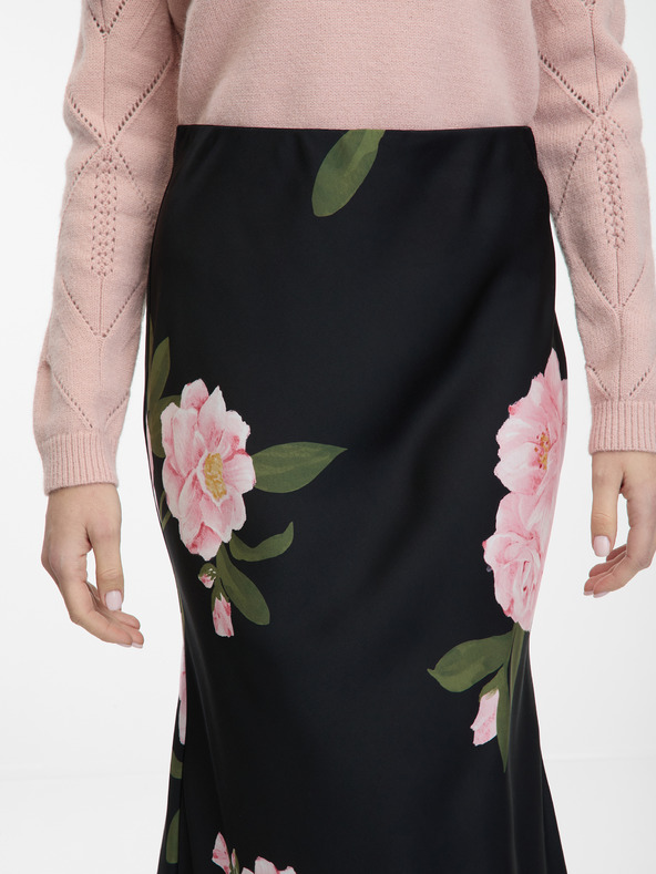 Orsay Čierna dámska midi sukňa s kvetinovou potlačou ORSAY