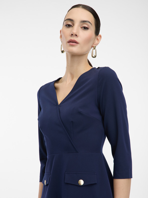 Orsay Tmavo modré dámske šaty po kolená ORSAY