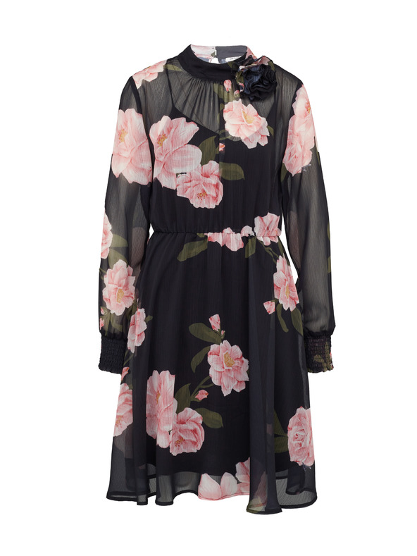 Orsay Čierne dámske kvetinové šaty po kolená ORSAY