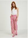 Orsay Ružové dámske plátenné pruhované nohavice ORSAY