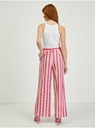 Orsay Ružové dámske plátenné pruhované nohavice ORSAY