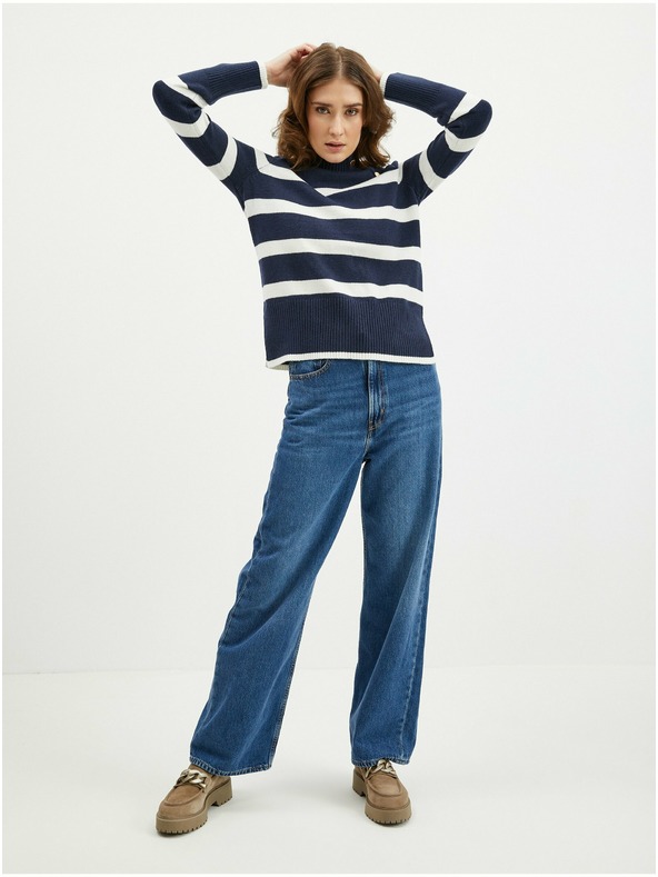 Orsay Bielo-modrý dámsky pruhovaný sveter ORSAY