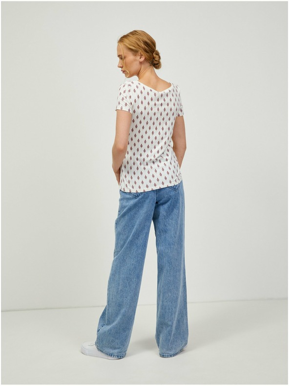 Orsay Ružové a krémové vzorované tričko ORSAY