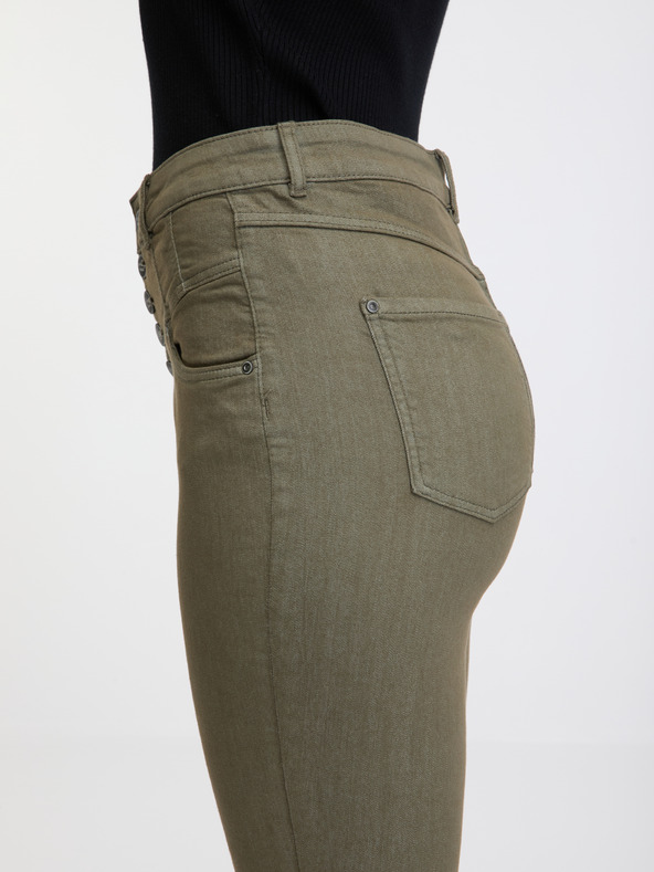 Orsay Khaki dámske džínsy úzkeho strihu ORSAY