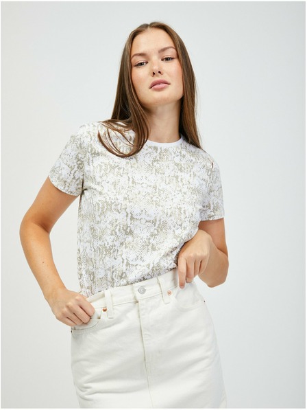 Orsay Bielo-béžové tričko so zvieracím vzorom ORSAY