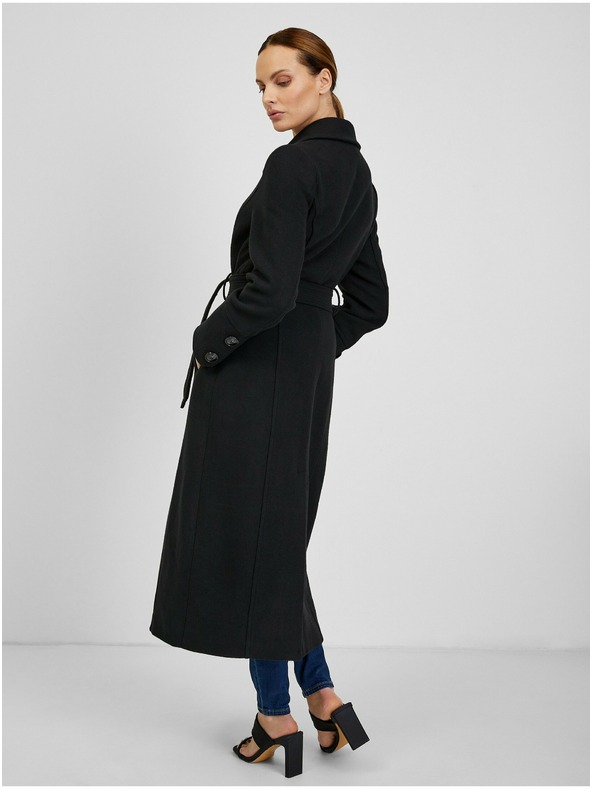 Orsay Čierny dámsky zimný kabát s vlnou ORSAY
