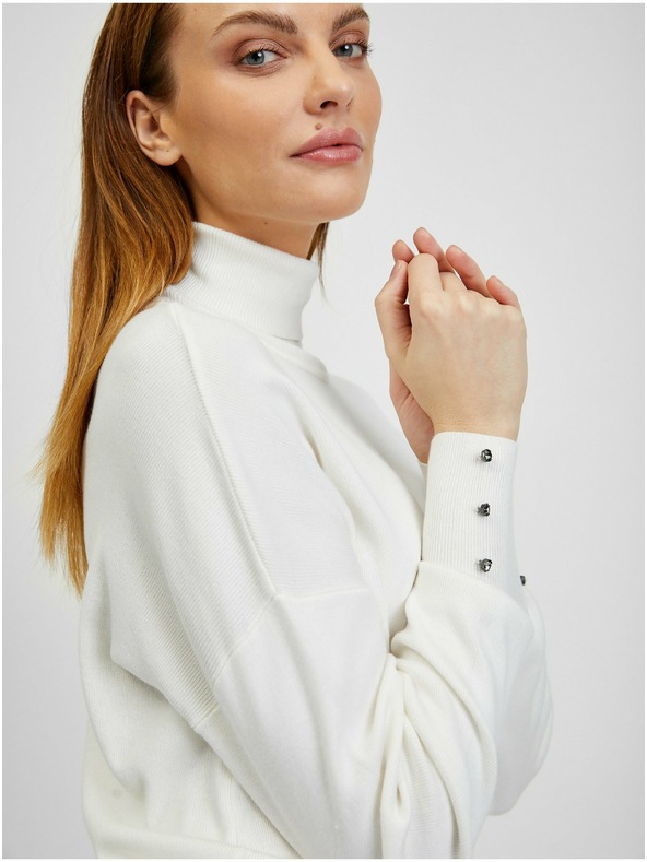 Orsay Biely dámsky rebrovaný sveter ORSAY