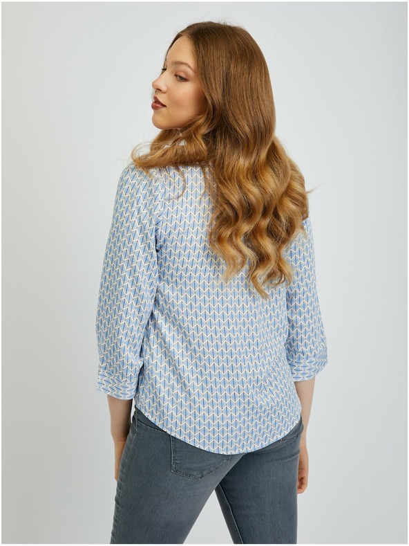 Orsay Svetlomodrá dámska vzorovaná blúzka ORSAY