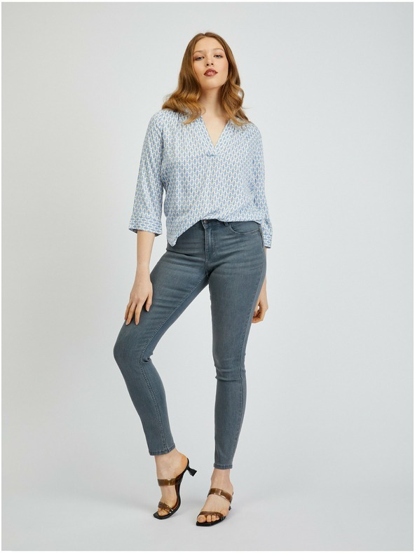 Orsay Svetlomodrá dámska vzorovaná blúzka ORSAY