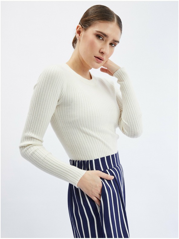 Orsay Tmavomodré dámske pruhované nohavice ORSAY