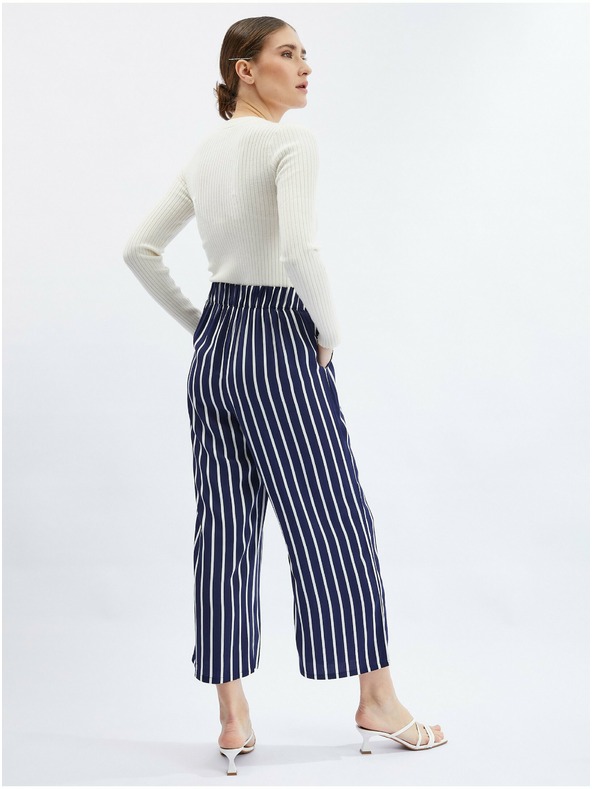 Orsay Tmavomodré dámske pruhované nohavice ORSAY