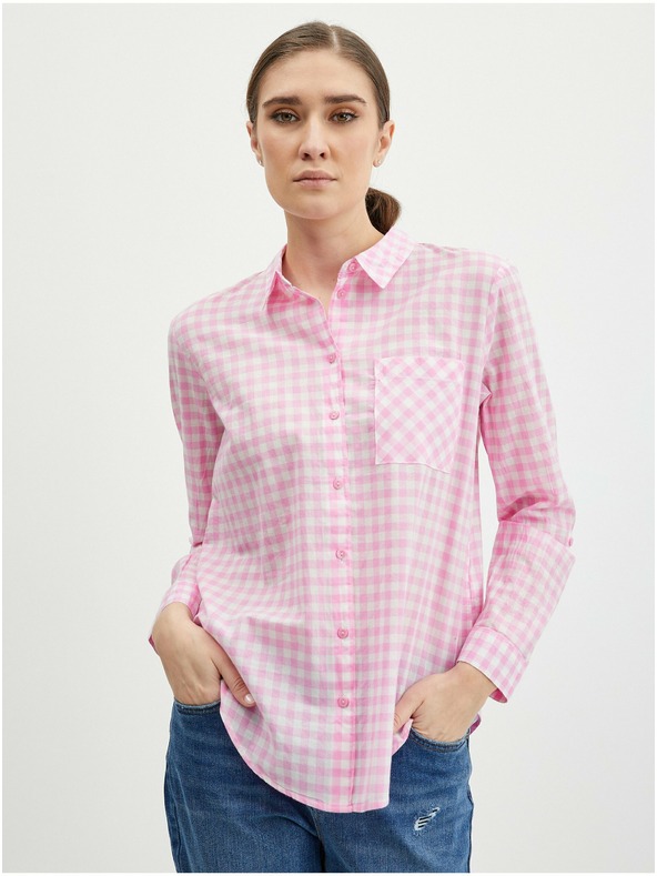 Orsay Svetloružová dámska kockovaná košeľa ORSAY