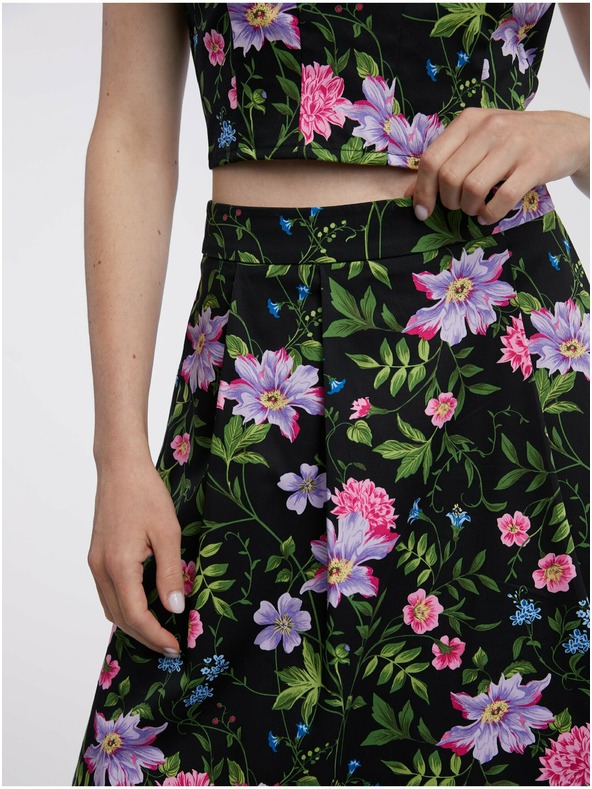 Orsay Čierna dámska kvetinová sukňa ORSAY