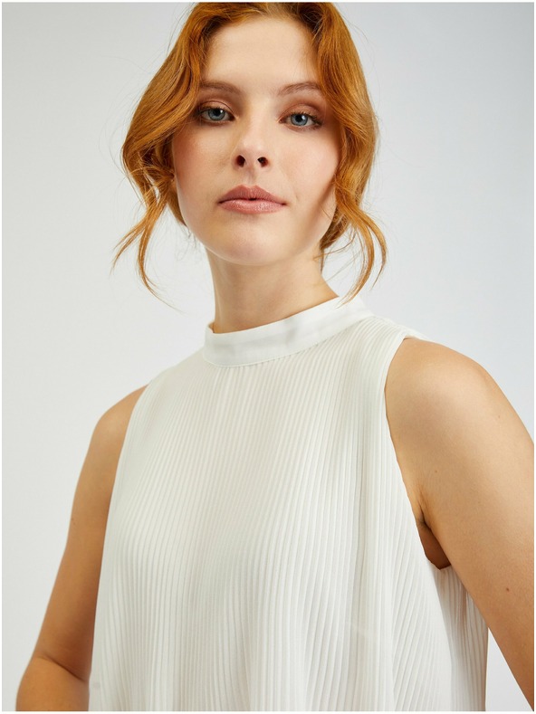 Orsay Biela dámska plisovaná blúzka ORSAY