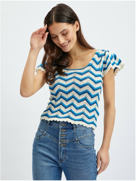 Orsay Modro-biela dámska vzorovaná svetrová košeľa ORSAY