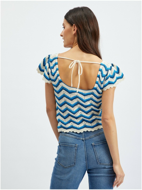 Orsay Modro-biela dámska vzorovaná svetrová košeľa ORSAY