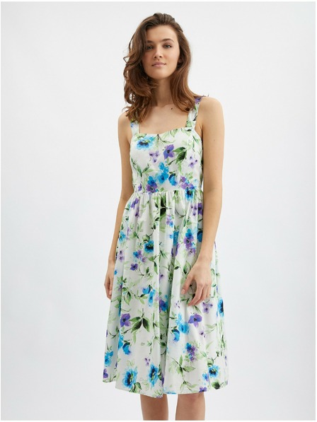 Orsay Modré a krémové dámske kvetinové šaty ORSAY