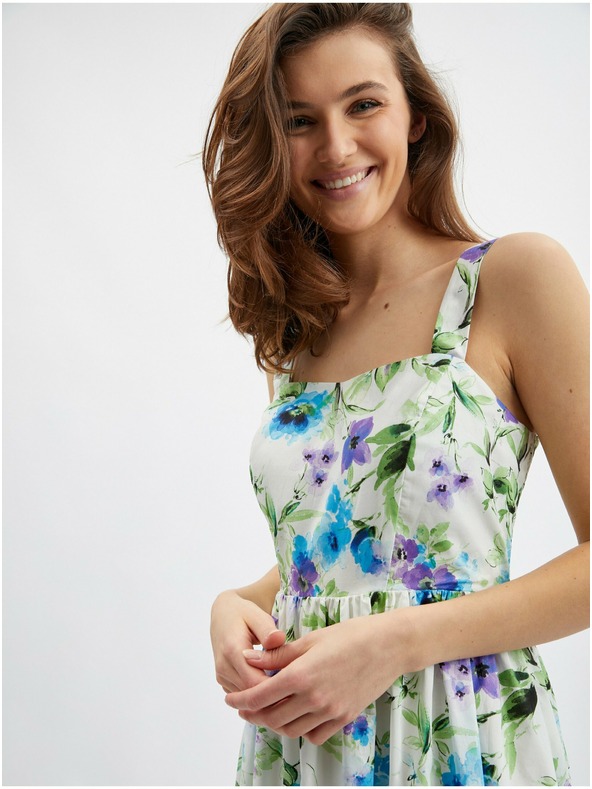 Orsay Modré a krémové dámske kvetinové šaty ORSAY