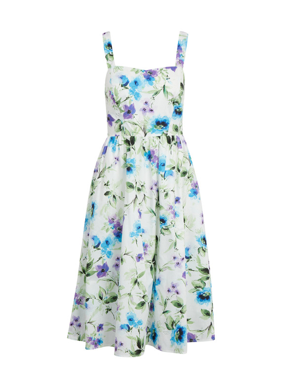 Orsay Modré a krémové dámske kvetinové šaty ORSAY