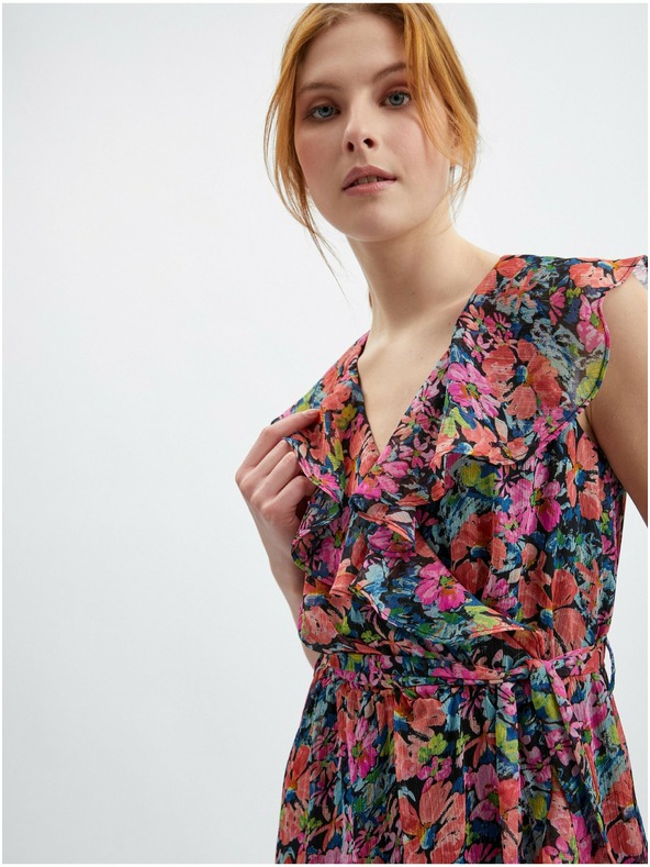 Orsay Červeno-čierne dámske kvetované šaty ORSAY