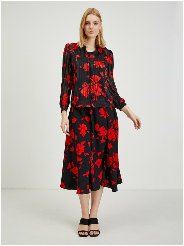 Orsay Červeno-čierna dámska kvetovaná blúzka ORSAY