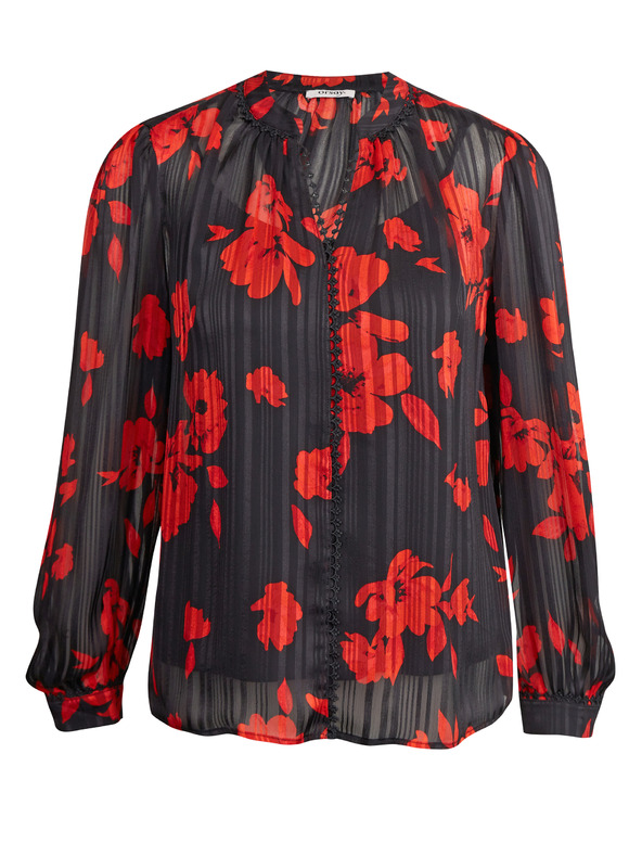 Orsay Červeno-čierna dámska kvetovaná blúzka ORSAY