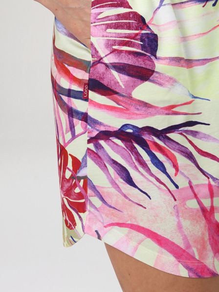 Loap Zeleno-ružové dámske letné šaty s tropickým vzorom LOAP ANUMA